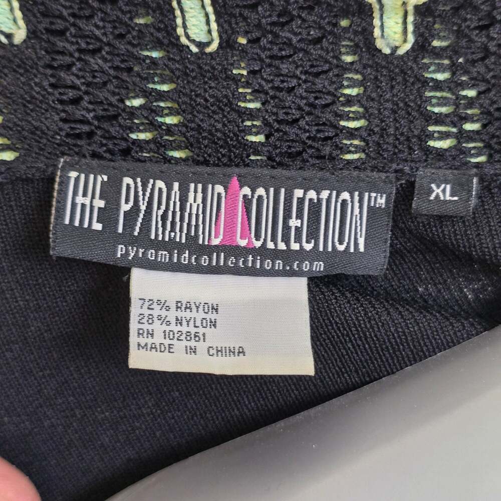 The Pyramid Collection Black Multi-Color Ruffle Open Front Cardigan XL - Picture 2 of 8